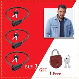 Link Multipurpose Cable Lock Steel 56 cm with Colour Padlock No-3, (Set of 4 Pcs) image 3