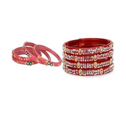 Somil Elegant Combo Glass Bangle Set | Handmade Traditional Chudi For Women | Perfect For Daily & Occasion Use, Combo Of 2 Set, Gajri, Red-image-80