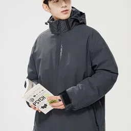 HERE&NOW Men Hooded Solid Casual Padded Jacket-picture-24