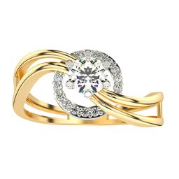 VALANOVA Yellow Gold Plated Sterling Silver 0.49Ct Lab Grown Diamond Ring-image-78