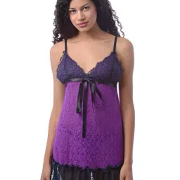 Da Intimo Purple Lace Pattern Babydoll-image-66