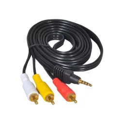 CRYSTONICS TV-out Cable 1.3 m,3.5 mm Stereo TRRS Male To 3 RCA Female Composite AV Cable (Black)-12