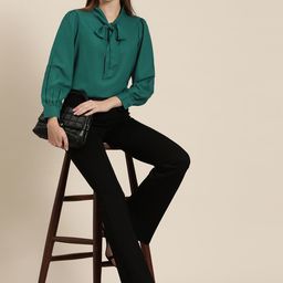 her by invictus Solid Tie-Up Neck Top-image-33