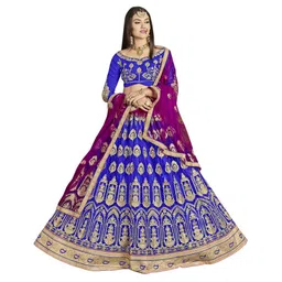 Maroosh Women Embroidered Thread Work Unstitched Lehenga & Blouse With Dupatta-picture-47