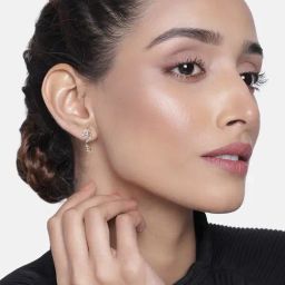 Estele Gold-Plated CZ Twirl Drop Earrings for Women-23