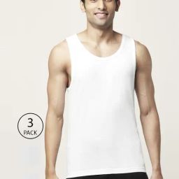 Ajile by Pantaloons White Cotton Regular Fit Vest - Pack Of 3-image-31