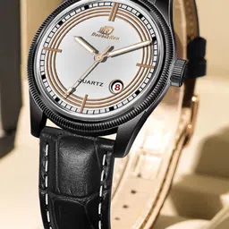 DOUBLERUN Men Dial & Leather Bracelet Style Straps Analogue Multi Function Watch H05N7011-7