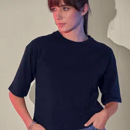 QIOA Women Solid Boxy T-shirt-image-9