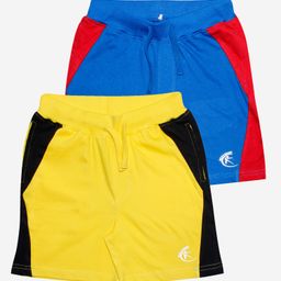 Kiddopanti Pack Of 2 Side Cut & Sew Shorts - Yellow Blue-image-45
