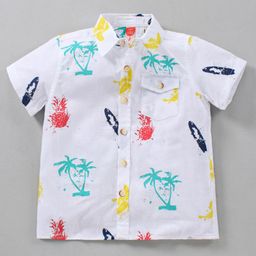 Koton Half Sleeves Trees Print - White-image-1