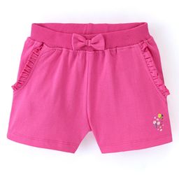 Babyhug Mid Thigh Length Cotton Knit Shorts with Floral Print - Pink-image-33