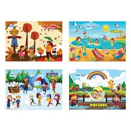 FunBlast Seasons theme Jigsaw Puzzle for Kids  Set of 4- 96 Pcs Puzzle - Multicolor-0