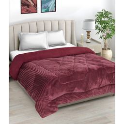 FABINALIV Maroon Striped Heavy Winter 950 GSM Micro Fiber Filling Double Bed Quilt-picture-8