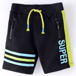 Babyhug Cotton Looper Knit Striped Shorts - Black-image-34