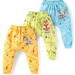 Babyhug Disney Interlock Knit Full Length Diaper Leggings with Chip N Dale Graphics Pack of 3 - Blue Yellow & Green-picture-21