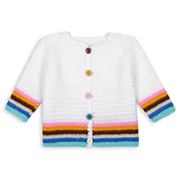 Windrop Solutions Wool Full Sleeves Crochet Border Striped Sweater - White-picture-48