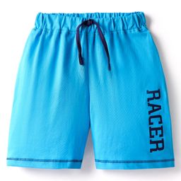 Babyhug Cotton Knit Mid Thigh Length Shorts with Text Print - Blue-image-43