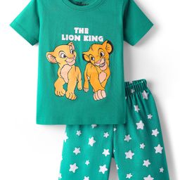 Babyhug Disney Single Jersey Knit Half Sleeves Shorts Night Suit withSimba & Friends Graphics - Mint-image-126