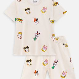 Nap Chief Cotton Mickey & Friends Featuring Half Sleeves Characters Printed Coordinating Tee & Shorts Set - Off White-image-32