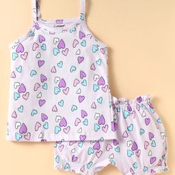 CUCUMBER Sinker Knit Sleeveless Heart Printed Innerwear Set - Lavender-picture-11