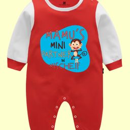The Peppy Tend 100% Cotton Family Theme Full Sleeves Mamus Mini Partner In Mischief Text Printed Romper - Red & White-picture-6