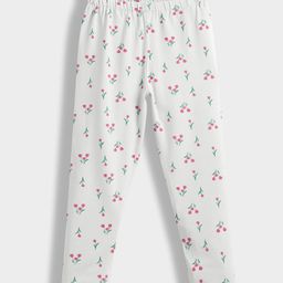 Orange Sugar Cotton Lycra Knit Tulips Printed Stretchable Leggings - White-image-49