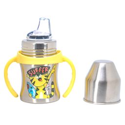 Adore Twilight Jr. 2 Stage Stainless Steel Straw Sipper with Twin Handle 150ml - Yellow-2