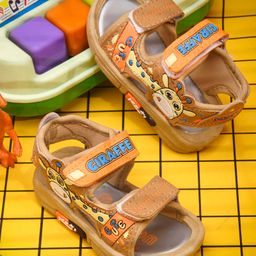 KATS Giraffe Patch Detailed Musical Velcro Closure Sandals - Tan-picture-40
