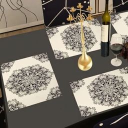 Aure 6-Pcs Black & White Printed Table Placemats-14