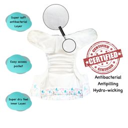 Dumbledo Cloth Diaper Eco-Friendly Reusable Adjustable Free Size Leak Proof Quick Dry Without Insert Pack of 1 - White image 2