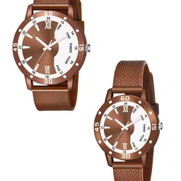 Gopal Shopcart Unisex Pack Of 2 Dial & Silicon Straps Watch C_1002 BRO D Aeviyo Couple S_F-18