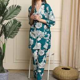 TAG 7 Women Floral Printed Kurti Pyjamas Night suit-image-75