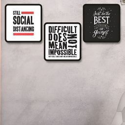 SAF Black & White3 Piece Abstract Wooden Wall Art-image-97