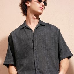 HIGHLANDER Self Design Boxy Cuban Collar Casual Shirt-image-92