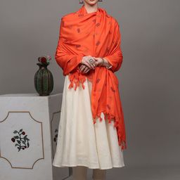 Exotic India Women Ethnic Motifs Trishul and Dholak Embroidered Zari Shawl-image-49
