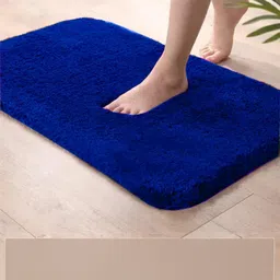 CROWN MATTINGS Blue 1400 GSM Polyester Bath Rugs-picture-38