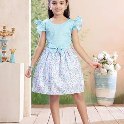 Aarika Girls Floral Printed Flutter Sleeve Fit-Flare Dress-picture-20