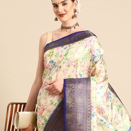 Silk Land Floral Zari Digital Print Art Silk Banarasi Saree-image-35