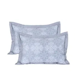 Maspar Fretwork Blue Cotton 400 TC Pillow Covers - Set of 2-image-9