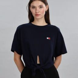 Tommy Hilfiger Blue Cotton Solid T-Shirt-image-27