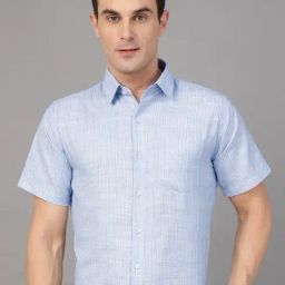 Hancock Sky Blue Slim Fit Striped Shirt-image-58