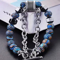 P. R. PRINTS Unisex Artificial Stones Cuff Bracelet-image-14