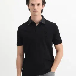 Rare Rabbit Black Cotton Regular Fit Solid Polo T-Shirt-picture-27