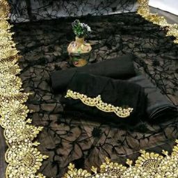 Florence Embellished Beads and Stones Net Saree-11