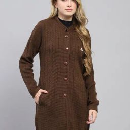Monte Carlo Brown Regular fit Self Design Coat-picture-24