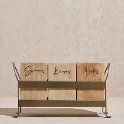 Westside Home Beige Wooden Cutlery Caddy-13