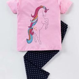 Nite Flite Kids Pink & Navy Cotton Printed Top Set-image-80