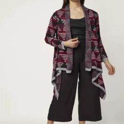 Akkriti by Pantaloons Pink Jacquard Pattern Shrug-image-55