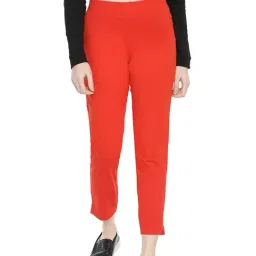 Dollar Missy Red Regular Fit Cigarette Trousers-picture-11