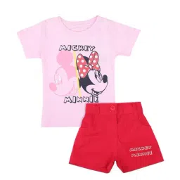 Bodycare Kids Pink Minnie & Friends Printed T-Shirt with Shorts-image-37